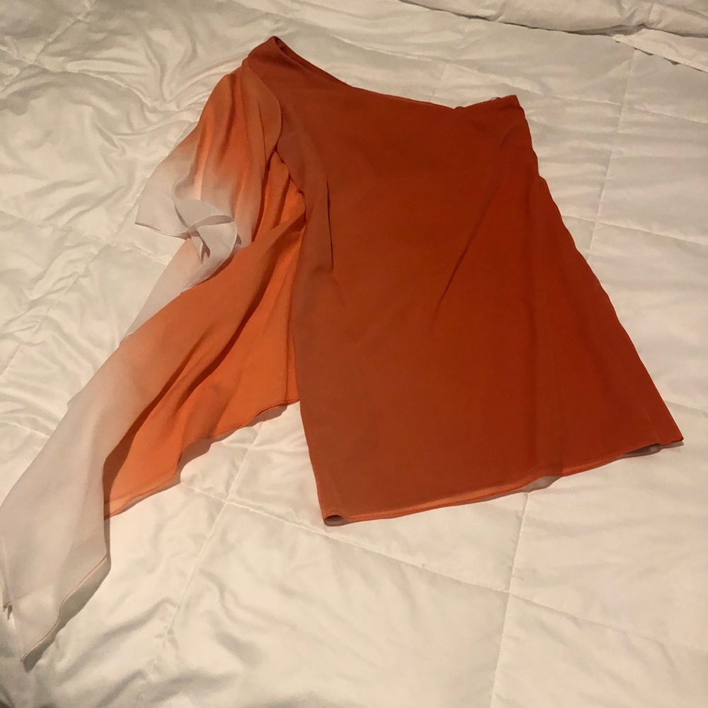 Assymetrical Orange Ombré Cocktail Gown